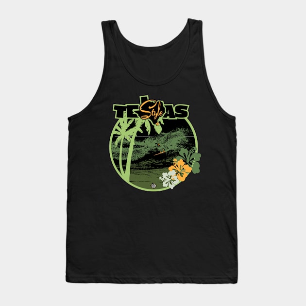 Texas Style Lone Surfer in Green Tank Top by CamcoGraphics